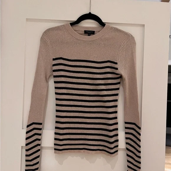 Rag & Bone ‘Kate Striped Cotton Cashmere Long Sleeve’ Size Small - Picture 2 of 4